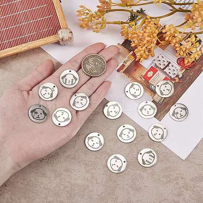 16Pcs 8 Style Stainless Steel Pendants STAS-SZ0002-01-1