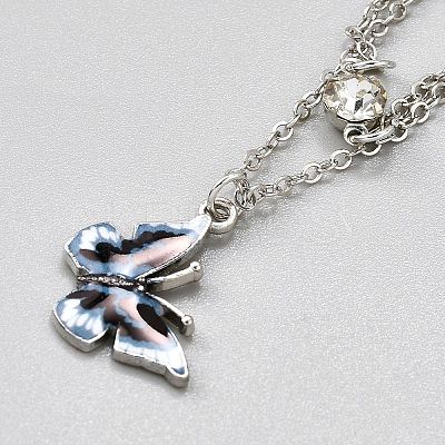 Iron and Alloy Enamel Butterfly Anklets for Women AJEW-WH0455-109P-02-1