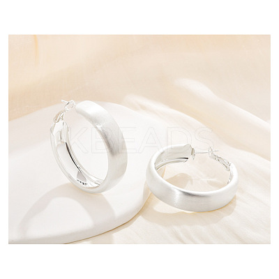 Brass Ring Hoop Earrings for Women EJEW-A121-17B-S-1