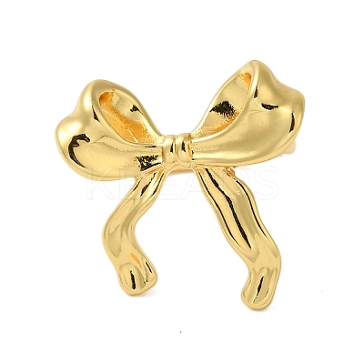 Bowknot Brass Open Cuff Finger Rings for Women RJEW-A048-30G-1