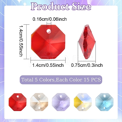 75Pcs 5 Colors Electroplate Glass Links Connectors EGLA-YW0005-08-1
