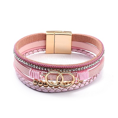 PU Leather Braided Multi-strand Bracelet LS-BJEW-I299-02C-KCG-1
