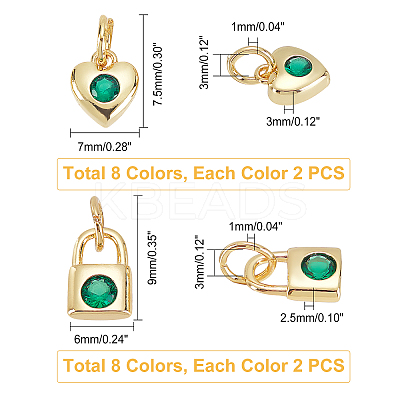32Pcs 16 Style Brass Micro Pave Cubic Zirconia Pendants KK-PH0001-80-1