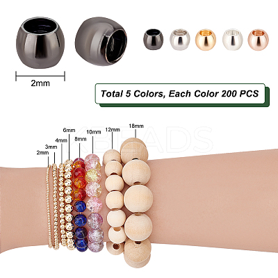 1000Pcs 5 Colors Rack Plating Brass Beads KK-PH0005-33A-1