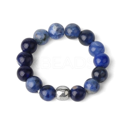 4MM Round Natural Sodalite Beaded Stretch Rings VM0712-4-1
