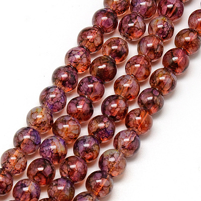 Baking Paint Glass Beads Strands DGLA-Q023-8mm-DB61-1