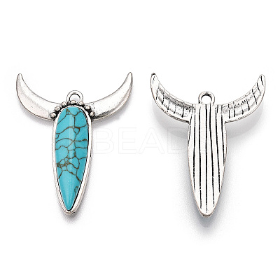 Synthetic Turquoise Pendants FIND-TADZ0001-10AS-1