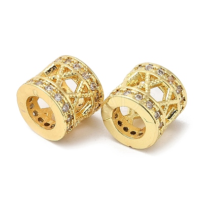 Rack Plating Brass Cubic Zirconia European Beads KK-R147-08G-1
