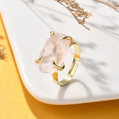 Natural Rose Quartz Finger Rings RJEW-B122-01G-06-1