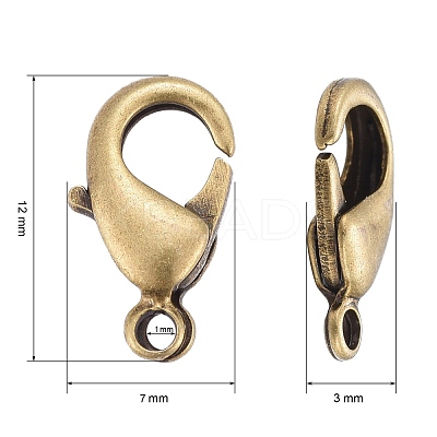 Antique Bronze Brass Lobster Claw Clasps X-KK-902-AB-NF-1