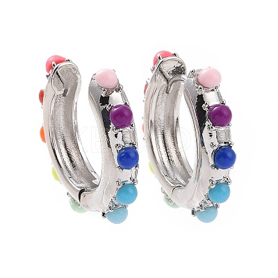 Colorful Resin Beaded Hoop Earrings EJEW-I274-01P-1