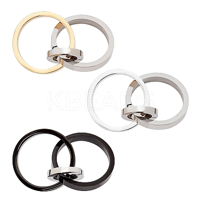 3Pcs 3 Color 304 Stainless Steel Interlocking Ring Pendants STAS-UN0032-56-1