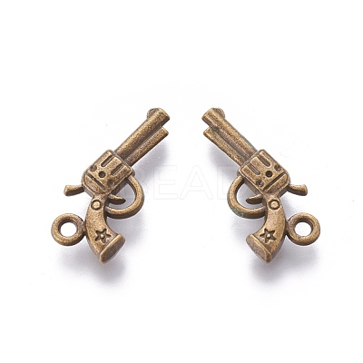 Zinc Alloy Gun Necklace Pendants TIBEP-EA11007YKG-AB-FF-1
