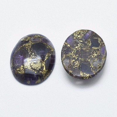 Brass Line Amethyst Cabochons X-G-E464-42F-1
