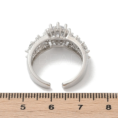 Brass Micro Pave Cubic Zirconia Adjustable Cuff Rings for Women RJEW-C129-04P-1