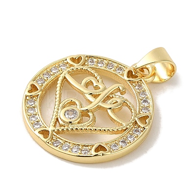 Rack Plating Brass Micro Pave Clear Cubic Zirconia Pendants KK-P267-11G-G-1