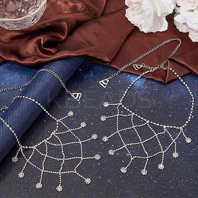 2Pcs Iron Rhinestone Sexy Shoulder Bra Body Chain FIND-GF0006-74A-1