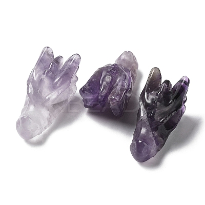 Natural Amethyst Healing Dragon Head Figurines DJEW-L010-05I-1