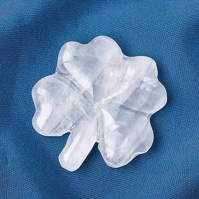 Natural Quartz Crystal Carved Clover Figurines Statues for Home Office Tabletop Feng Shui Ornament DJEW-G044-01E-1