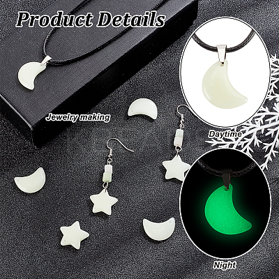 12Pcs 6 Styles Synthetic Luminous Stone Pendants G-GA0001-64A-1