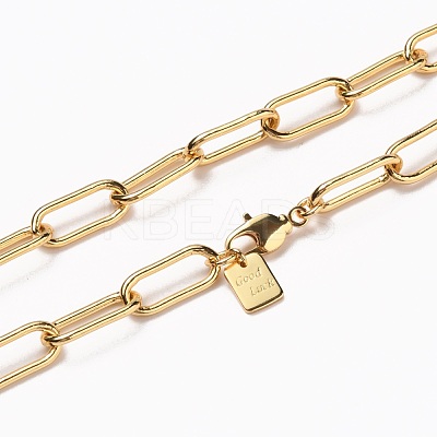 Brass Paperclip Chain Necklaces NJEW-H206-06G-1