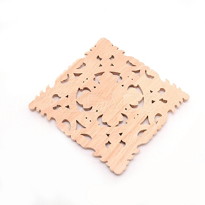 Natural Solid Wood Carved Onlay Applique Craft WOOD-WH0101-67-1