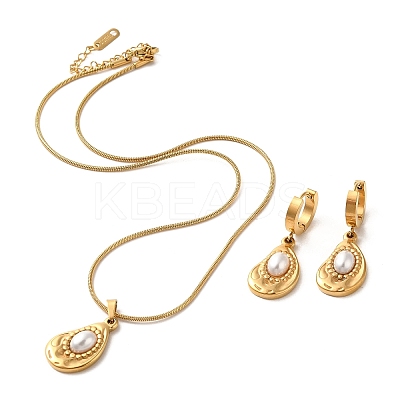 Ion Plating(IP) Teardrop 304 Stainless Steel Jewelry Set SJEW-H306-06G-1