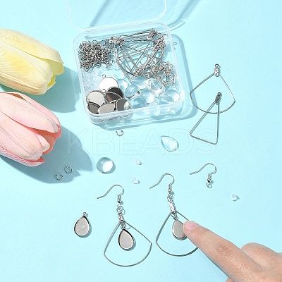 DIY Triangle & Fan 304 Stainless Steel Dangle Earring Making Kits DIY-FS0007-85-1