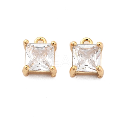 Brass Micro Pave Clear Cubic Zirconia Charms KK-G516-30G-1