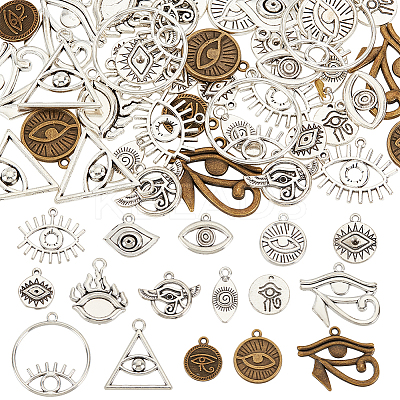 64Pcs 16 Style Tibetan Style Alloy Pendants FIND-PH0008-61-1