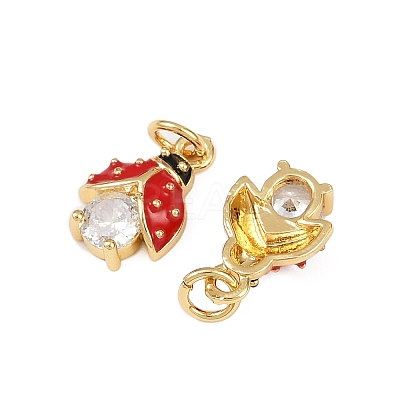 Brass Micro Pave Cubic Zirconia Pendants KK-C095-08B-G-1
