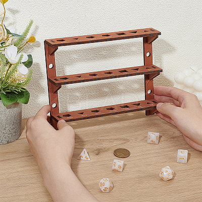 1 Bag 3-Tier Wooden Wall Mounted Dice Organizer Display Tower Racks ODIS-BC0001-27-1