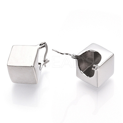 Brass Rhombus Thick Hoop Earrings for Women EJEW-F303-05P-1