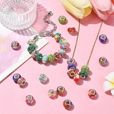 20Pcs 5 Colors Transparent Resin European Rondelle Beads RPDL-YW0001-13A-1