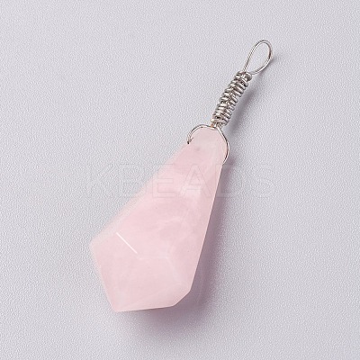 Natural Rose Quartz Pendants G-I220-E09-1