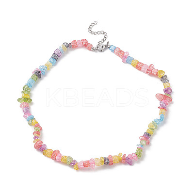 Synthetic Crackle Quartz Dyed Chips Chips Beaded Necklaces NJEW-JN04275-04-1