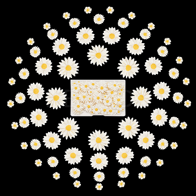 100Pcs 4 Styles Flatback Hair & Costume Accessories Ornaments Resin Flower Daisy Cabochons CRES-NB0001-37B-1