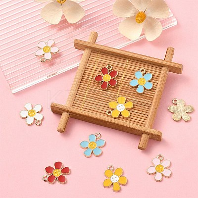10Pcs 5 Colors Alloy Enamel Pendants ENAM-YW0002-96-1