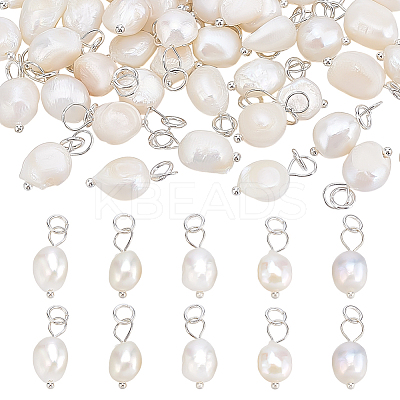 50Pcs Grade B Natural Cultured Freshwater Pearl Rice Charms PEAR-ME0001-04S-1