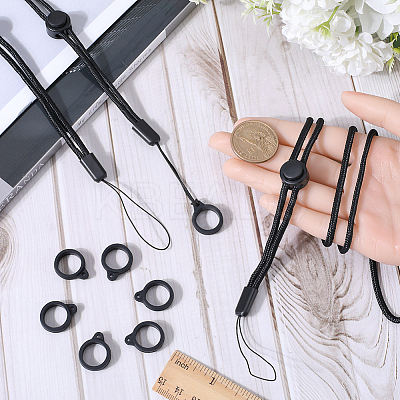 36Pcs Silicone Rings with 6Pcs Polyester Necklace Lanyard Anti-Loss Pendant Holder DIY-GF0008-08C-1
