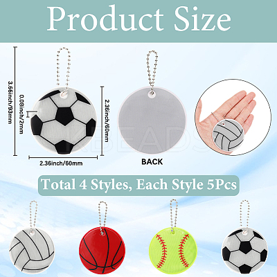 20Pcs 4 Styles PVC Sports Ball Pendant Decoration KY-SP0001-59-1