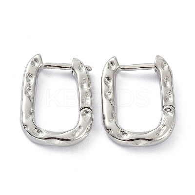 Textured Rectangle Brass Hoop Earrings LS-EJEW-B007-02P-1