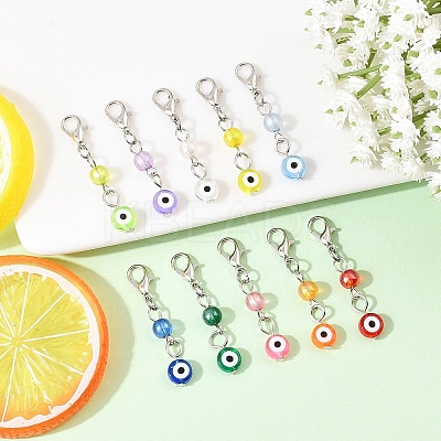 20Pcs 10 Colors Acrylic Evil Eye Pendant Decorations HJEW-YW00202-1