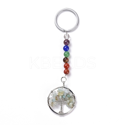 Gemstone and Natural Amazonite Chakra Keychain KEYC-P037-A04-1