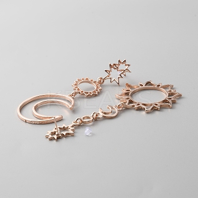 Alloy Star & Moon Asymmetrical Earrings EJEW-WH0018-21-1