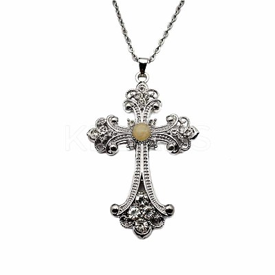Vintage sparkling Alloy Rhinestone Cross Pendants Necklaces for Women IL0019-10-1