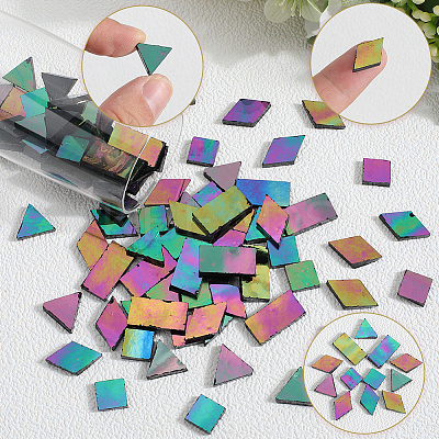 200Pcs 4 Styles Rainbow Iridescent Glass Cabochons MOSA-SP0001-03-1