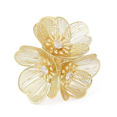 Alloy Rhinestone Cuff Rings for Women RJEW-Z047-04G-1