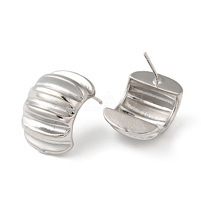 Rack Plating Brass Twist Rectangle Stud Earrings for Women EJEW-Z019-15P-1
