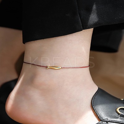 Adjustable Brass Fish Braided Bead Anklets WGBBA61-02-1